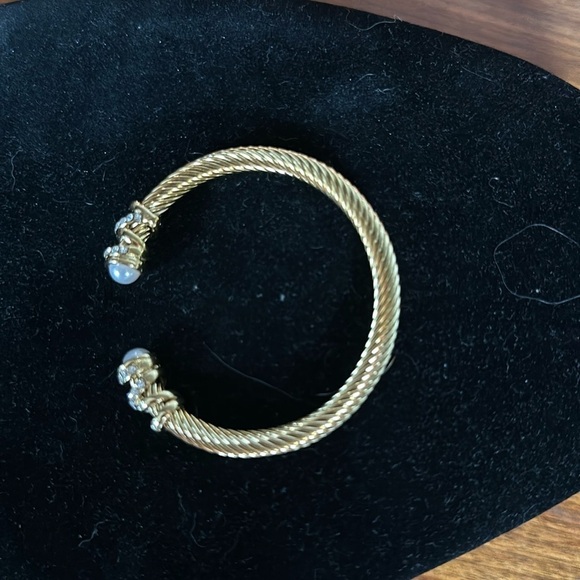 None Jewelry - - Sophisticated Gold Bracelet. Titanium with pear colored stones & clear stone